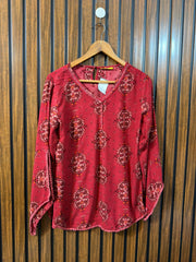 Chest 19  Lenght 26  Fabric Linen Ladies Western Branded Full Sleeve Top