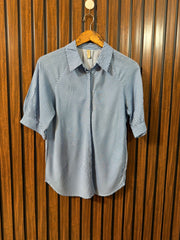 Chest 19  Lenght 26  Fabric Linen Women's Essential Half Sleeve Top