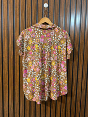 Chest 23  Lenght 26 to 27  Fabric Linen Women's Stylish Wear Half Sleeve Top