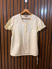 Chest 20  Lenght 26  Fabric Cotton Women's Modern Half Sleeve Top