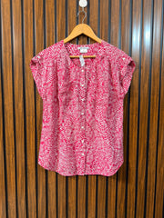 Chest 19  Length 26  Fabric linen Womens New Half Sleeve Top
