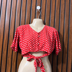 Chest 17  Lenght 12.5  Fabric linen Ladies Western Crop Top