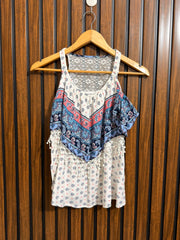 Chest 17  Lenght 22  Fabric Linen Womens Half Sleeve Western Top