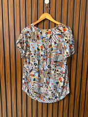 Chest medium  baggy style  Lenght 23 to 28  Fabric linen  and jersey Branded Womens Top Half Sleeve