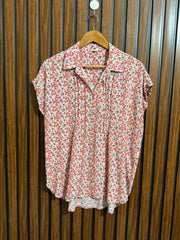 Chest 21  Lenght 26 top 28  Fabric linen Womens Branded Half Sleeve Top