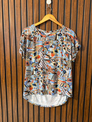Chest medium  baggy style  Lenght 23 to 28  Fabric linen  and jersey Branded Womens Top Half Sleeve
