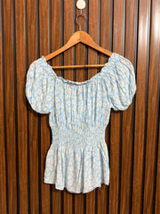 Chest 17  Lenght 23  Fabric Linen Womens Half Sleeve Top