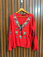 Chest 19  Lenght 23  Fabric rayon  Western Branded Womens Full Sleeve Top
