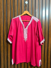 Chest 22  Lenght 27  Fabric linen Womens Simple Half Sleeve Top
