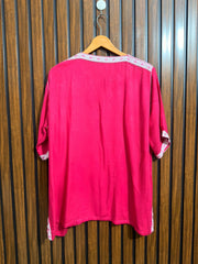 Chest 22  Lenght 27  Fabric linen Womens Simple Half Sleeve Top