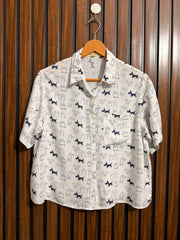 Chest 20  Lenght 21  Fabric linen Ladies Trendy Half Sleeve Top