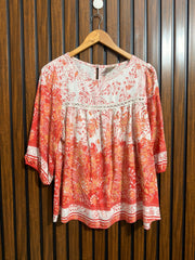 Chest 21  Lenght 26  Fabric linen Branded Half Sleeve Top